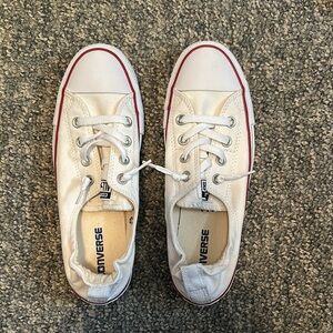 Converse White Canvas Sneakers with Red Trim